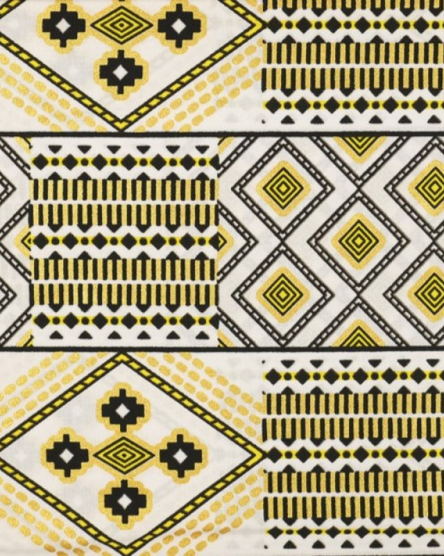 Tissu Wax lurex noir et jaune